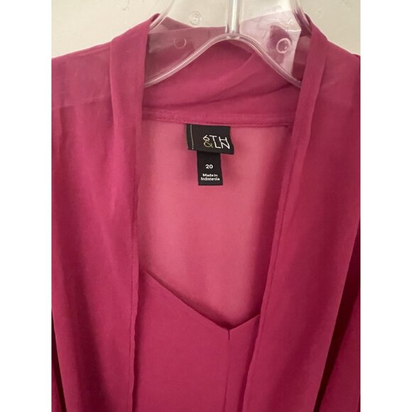 6TH & LN PLUS Size 20 Semi-sheer Tie-Neck Sleevless Tank Top Office Travel - Picture 5 of 5